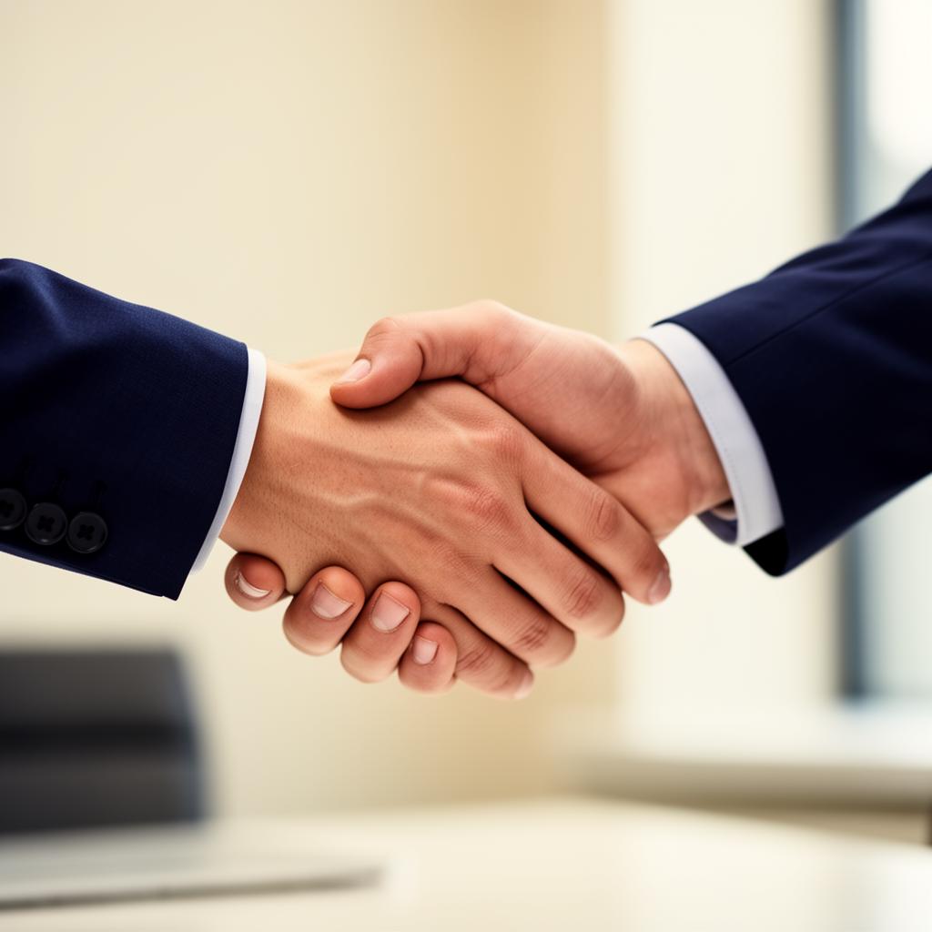 Business partnership handshake